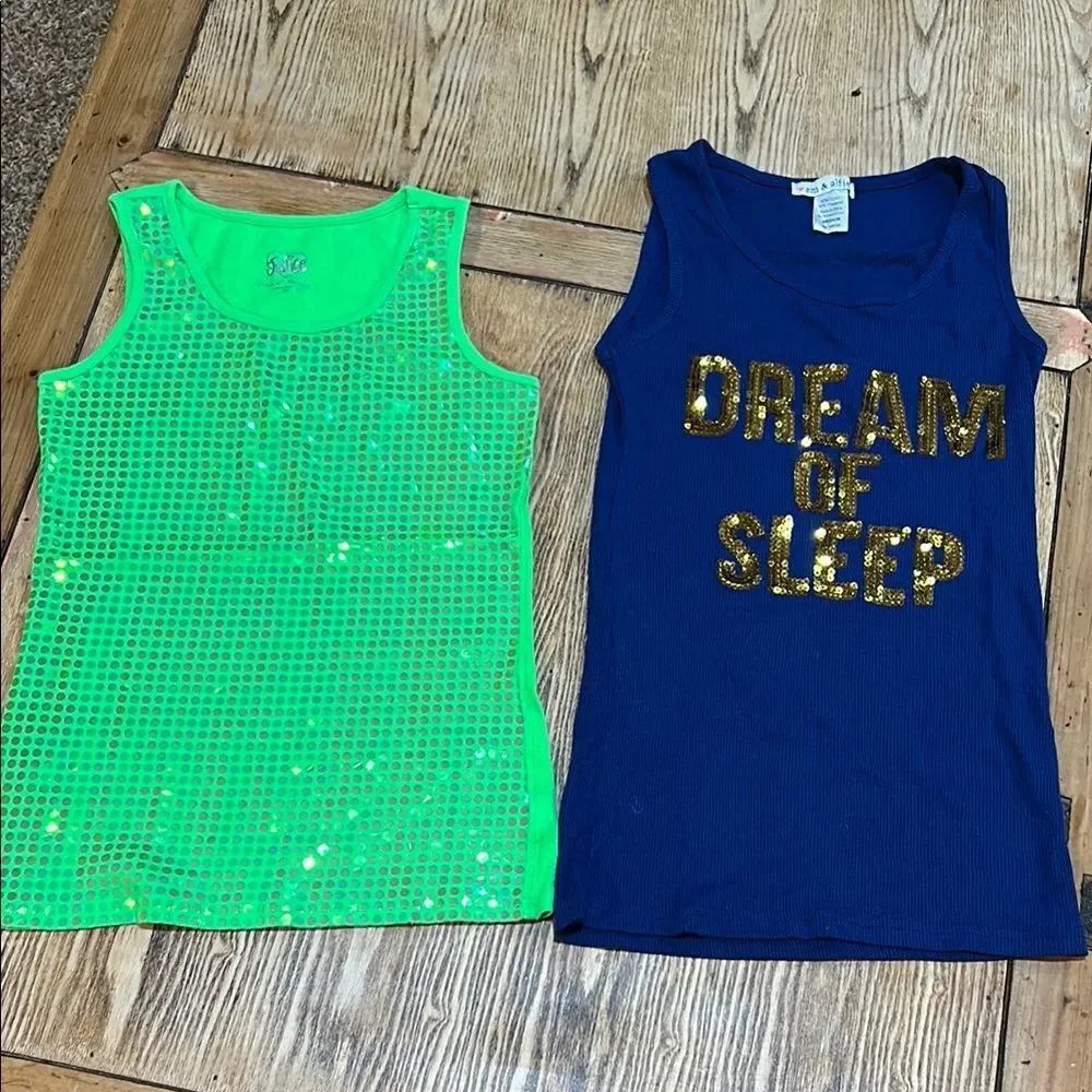 5/$20 BUNDLE 🎈 Girls size 14 Sleeveless Tops Set - Green and Navy box 5